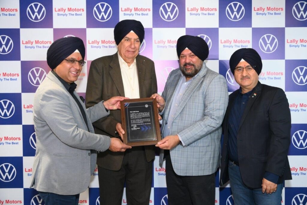 L to R - Ashish Gupta Brand Director- Volkswagen India, Tarsem Singh Lally, Saravdeep Lally-Dealer Partner -Lally Group, Sheel Sagar - Head of Sales , VWPC